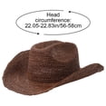 thumbnail image 2 of Jiibva Raffia Straw Panama Cowboy Hat for Women Men Summer Wide Brim Sun Hat Outdoor Hand-crocheted Breathable Beach Caps, 2 of 7