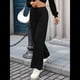 thumbnail image 5 of Pantalones Deportivos de Pierna para Mujer, Cintura Alta, Holgados y con Cordón Ajustable Negro L, 5 of 9