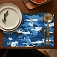 thumbnail image 5 of Blue White Camo Digital Shapes Pattern Summer Placemats Table Placemats Set Of 4-Linen Kitchen Washable Placemats Table Mats 11.8"x17.7" Non-Slip Heat Resistant, 5 of 6