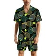 thumbnail image 1 of PRIYAL Tennis Racket And Ball Mens Short Sleeve Pajama Set Satin Silk Sleepwear 2 Piece Pjs Loungewear, 1 of 6