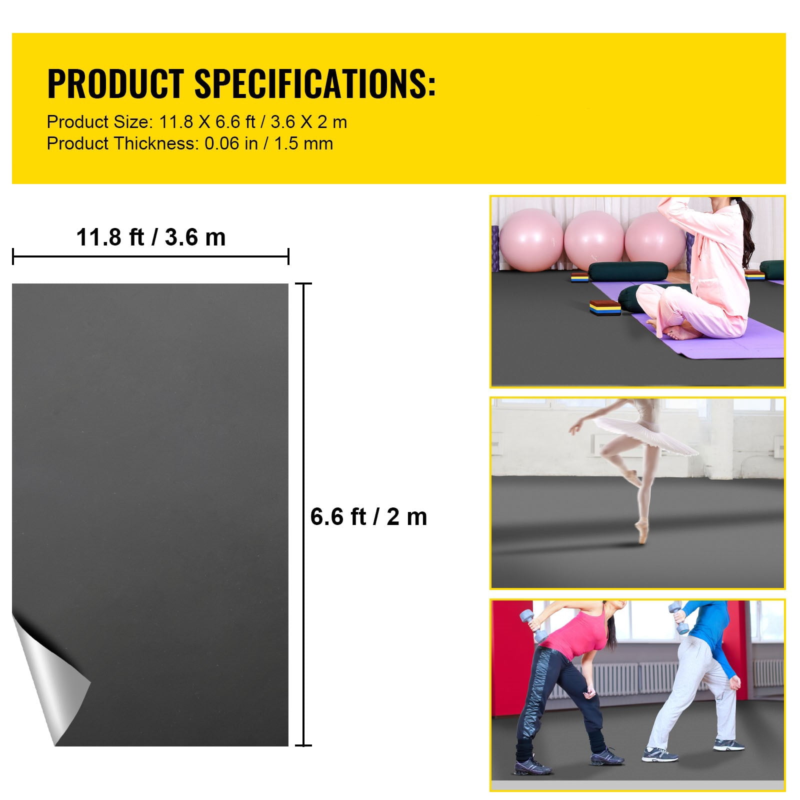 BENTISM Dance Kit Floor Dance Floor Roll 6.6 x 11.8 ft Non-Slide PVC for Ballet