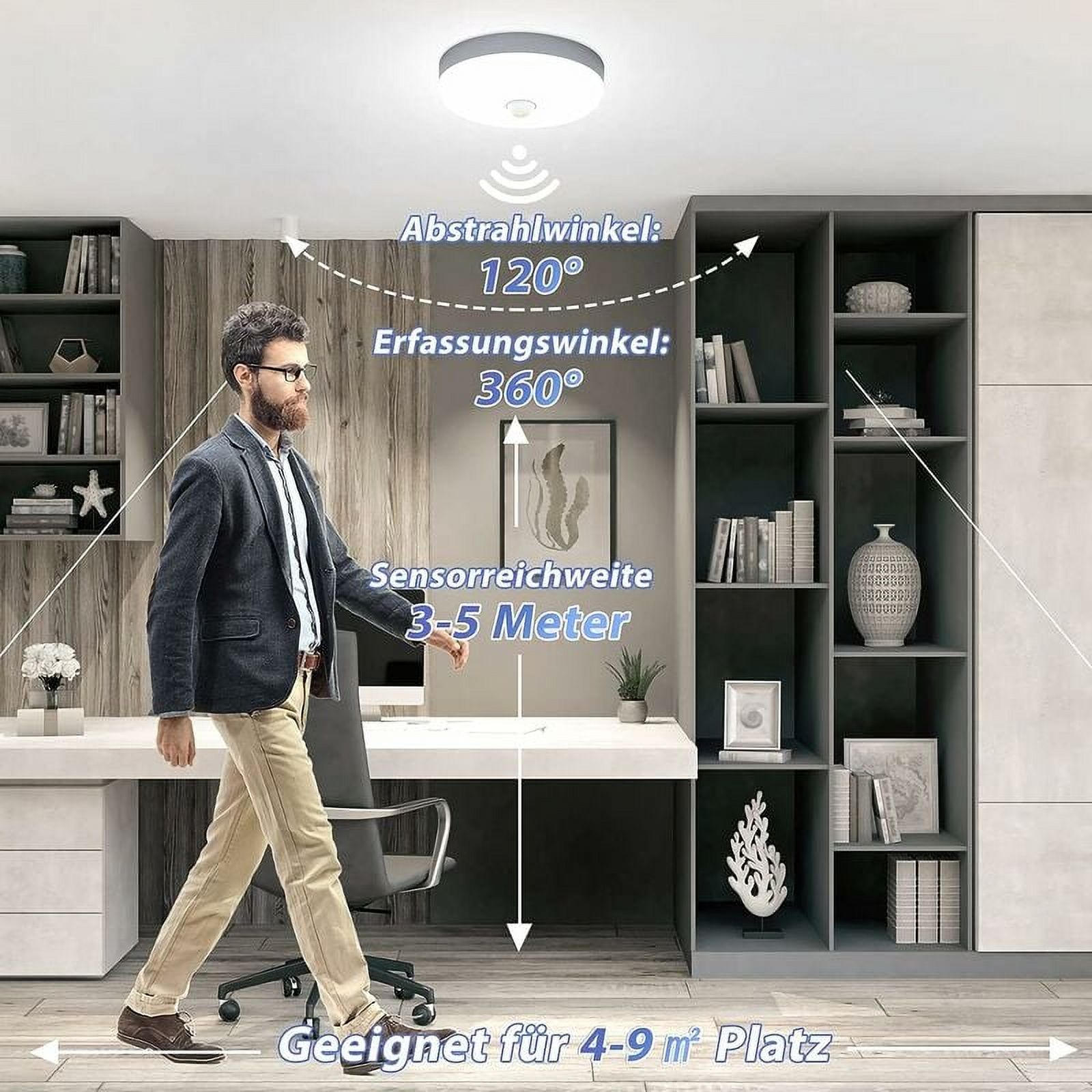 Rechargeable Battery Motion Sensor Light, Wireless Ceiling Light with Warm Color Light for Hallway Closet Bedroom, Stick-On Installation Easy Setup