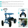 thumbnail image 3 of Sunnydaze Steel Rolling Garden Cart Scooter with Swivel Seat and Steering Handle, Blue, 3 of 13