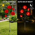 thumbnail image 3 of Rirool 2 Pack Red Solar Rose Flower Stake Lights, 10 LED Artificial Roses, Waterproof Dusk to Dawn Outdoor Garden Decor for Yard Patio Walkway Anniversary Valentine's Day Landscape, 3 of 8