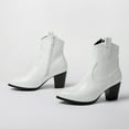 thumbnail image 6 of Herrnalise Women's Plus Size Fashion Stone Grain Point Toe Thick Heel Boots Zipper Booties rollbacks, 6 of 9