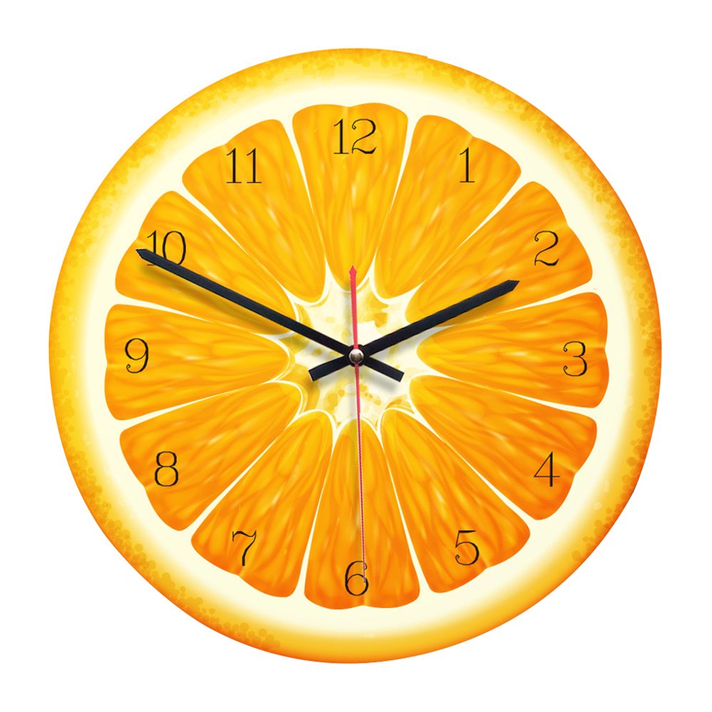 Worallymy Acrylic Dial Fruits Wall Clock Nonticking Clock Living Room