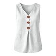 thumbnail image 4 of Womens Linen Tank Tops Summer Casual Sleeveless V Neck Button Camisole Top Blouse Size XL, 4 of 4