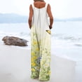 thumbnail image 5 of Women's Summer Boho Casual Jumpsuits Wide Leg Overalls Floral Print Baggy Rompers with Pockets Green L, 5 of 5