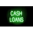 thumbnail image 1 of SpellBrite CASH LOANS LED Sign for Business. 20.8" x 15.0" Green CASH LOANS Sign Has Neon Sign Look With Energy Efficient LED Light Source. Visible from 500+ Feet, 8 Animation Settings., 1 of 4