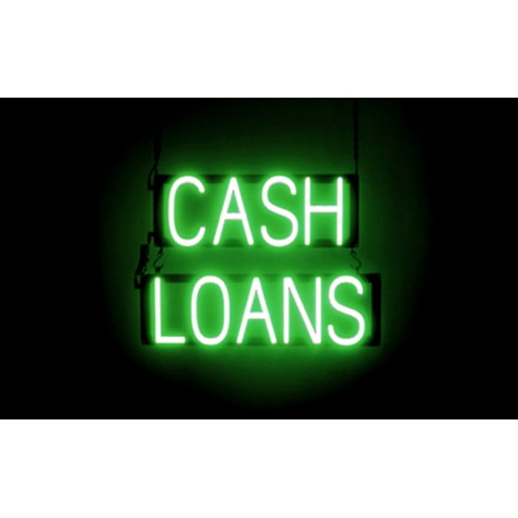 SpellBrite CASH LOANS LED Sign for Business. 20.8" x 15.0" Green CASH LOANS Sign Has Neon Sign Look With Energy Efficient LED Light Source. Visible from 500+ Feet, 8 Animation Settings.