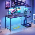 thumbnail image 5 of Casacomoda 48" Gaming Desk with LED Lights, Computer Desk with Shelf & PC Stand, Reversible Display Shelf, Carbon Fiber Black, 5 of 6