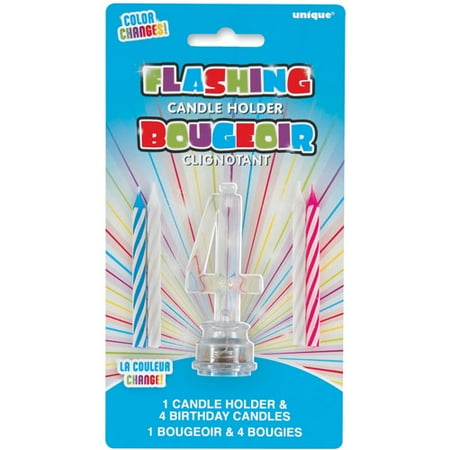 - Blinking Number 4 Cake Decoration and Candles, 5-Piece Set