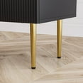 thumbnail image 6 of Black Nightstand for Bedroom, Fluted Night Stand Set of 2, Mid Century Modern Bedside Table with Gold Metal Legs, 6 of 7