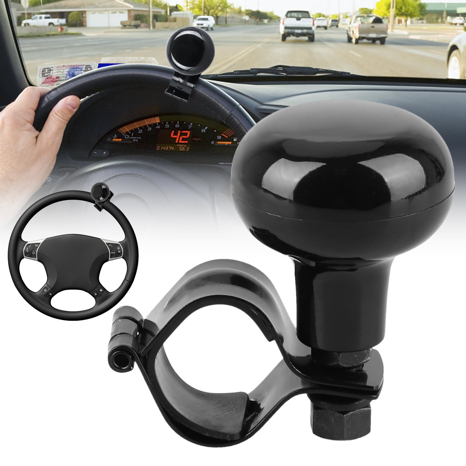 Black Steering Wheel Spinner Handle Auto Heavy Duty Suicide Knob Car