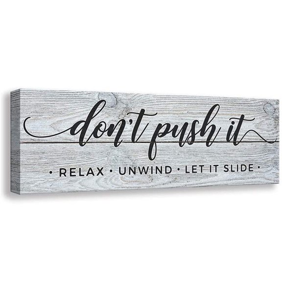 Dont Push Family Decorative Wall Sign Print On Wrapped Canvas Textual Art Home Decor-Grey