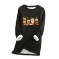 thumbnail image 2 of Hauts Mignons pour Femmes Col Rond Poche Épaissie Peluche Chaude Manches Longues Hauts Chemises pour Femmes en Liquidation, 2 of 4