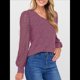 thumbnail image 5 of Blusas de Encaje de Larga para Mujer, Suéteres de Cuello en V A para Otoño 2025, Atuendos Elegantes e Informales de Invierno Rosa Púrpura L, 5 of 8
