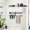 thumbnail image 3 of Rustic Wall Mounted Hair Dryer Holder - White Bathroom Hot Tool Organizer Caddy for Flat Iron, Curling Iron & Styling Accessories, 3 of 8