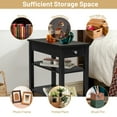 thumbnail image 6 of Costway 3-Tier Side End Table with Drawer Double Shelf Narrow Nightstand Black, 6 of 10