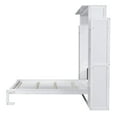 thumbnail image 3 of Modern Murphy Wood Bed with Shelves and LED Lights ,Queen Size Bed with 2 five-layer Cabinet and Foldable Platform,Muti-Functional Designed for Home Office&nbsp;,White, 3 of 9