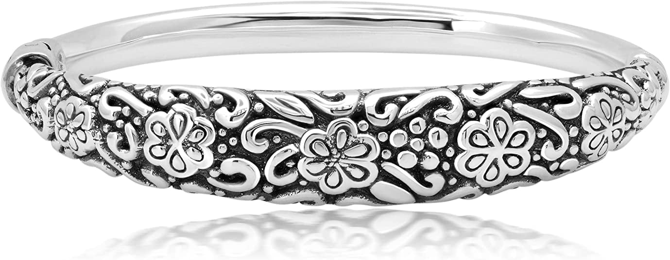 White Sterling Silver bracelet Cuff 10 mm Concave Bangle - Walmart.com