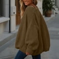 thumbnail image 4 of Women's Solid Color Loose V-Neck Sweater Knitted Cardigan Jacket, Comfortable Open Front Design for Layering and Everyday Wear,Brown,M, 4 of 5