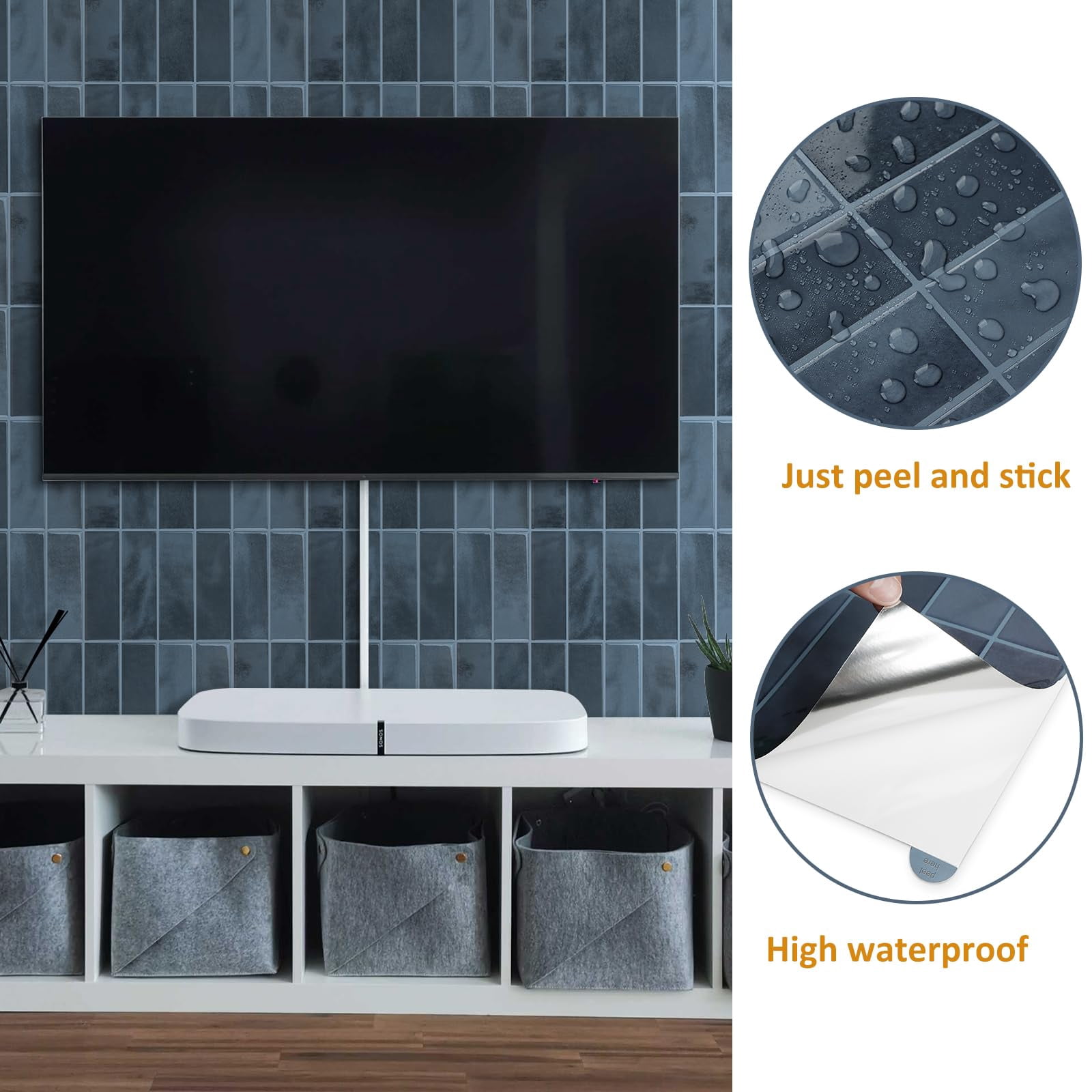 VANCORE 10-Pack Peel and Stick Backsplash Wall Tiles Panels Stickers for Kitchen Bathroom, 12" X 12", Blue