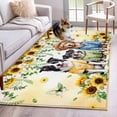 thumbnail image 5 of Area Rug 48×72in, Cute Blue Green Dog Watercolors Sunflowers Floor Carpet Living Room Rug, Floral Leaves Non-Slip Welcome Mat Indoor Rugs for Bedroom Dining Room, 5 of 9