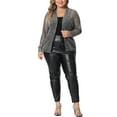 thumbnail image 2 of Agnes Orinda Women's Plus Size Cardigan Open Front Metallic Sheer Shrug Long Sleeve Lightweight Cardigans 1X Silver, 2 of 6