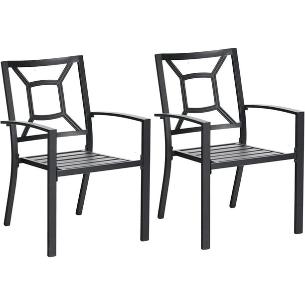 PHI VILLA 2 Piece Patio Dining Chairs Outdoor Wrought Iron Stackable