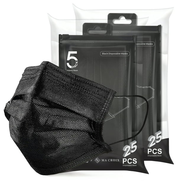 sociaal Verrijken boog Ma Croix Premium Black Face Masks Disposable, 3-Ply Elastic Ear Loop Filter  Mask - Walmart.com