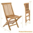 thumbnail image 3 of Costway 2 PCS Patio Folding Chair Indonesia Teak High Back Dining Slatted Seat Portable Outdoor, 3 of 9