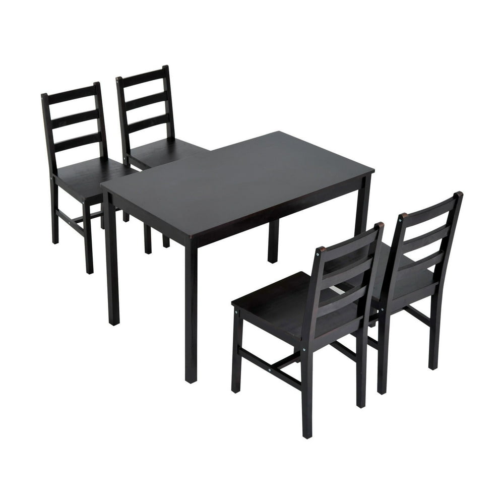 Five Piece Solid Pine Wood Table and High Back Chair Dining Set