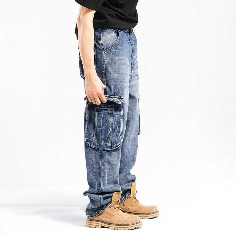 Sriper Men's Cargo Pants with Pockets Baggy Vintage Denim Work