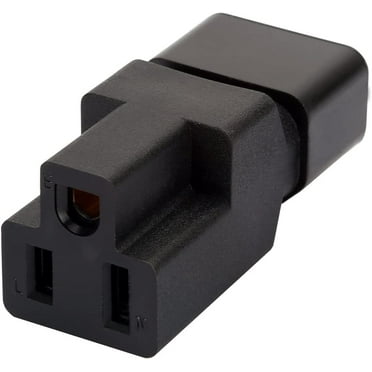 PDU UPS Power 3 Prong Plug Adapter, USA NEMA 5-15R Female to IEC C14 Male Connector Converter