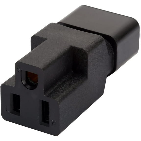 PDU UPS Power 3 Prong Plug Adapter, USA NEMA 5-15R Female to IEC C14 Male Connector Converter