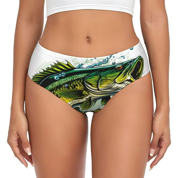 Fotbe Big bass fish Calzones Estampados para Mujer – Ropa Interior de Algodón, Cómoda, Suave y Elástica-X-Large