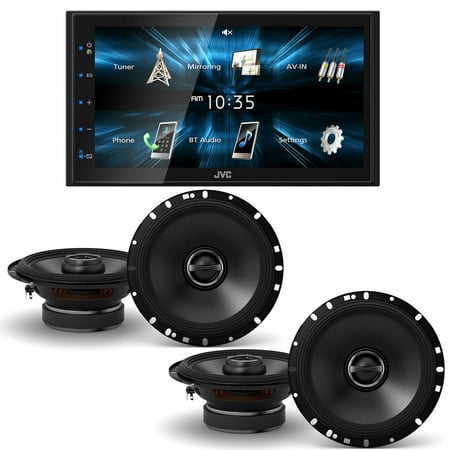 JVC KW-M150BT Digital Media Receiver featuring 6.8 WVGA Capacitive Monitor with 2 Pairs Alpine S-S65 6.5 Type S Coax