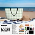 thumbnail image 5 of Wukai Pistachio Green Checkboard Print Zipper Bag,large Beach Tote Bag,Waterproof Sandproof Bag,Grocery and Picnic Tote Travel Bag, 5 of 5