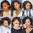 thumbnail image 6 of Short Bob Wig Pixie Cut Wig Curly Human Hair Wigs For Women Cheap 13x1 T Part Transparent Deep Wave Lace Wig Preplucked Hairl, 6 of 7