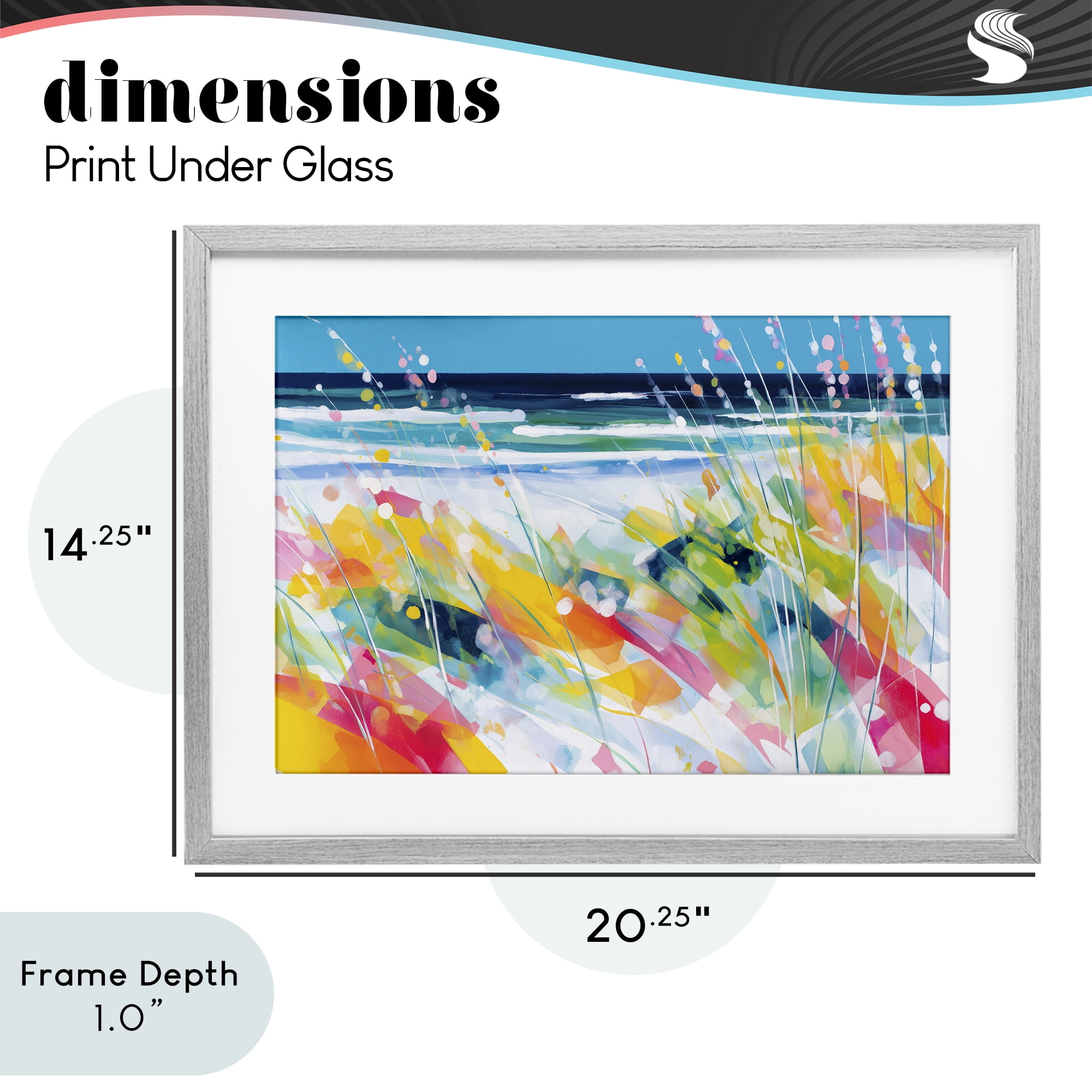Stupell Industries Sea Oats & Ocean Breeze Abstract Gray Framed Print Under Glass, design by Chromatic Storm Studio