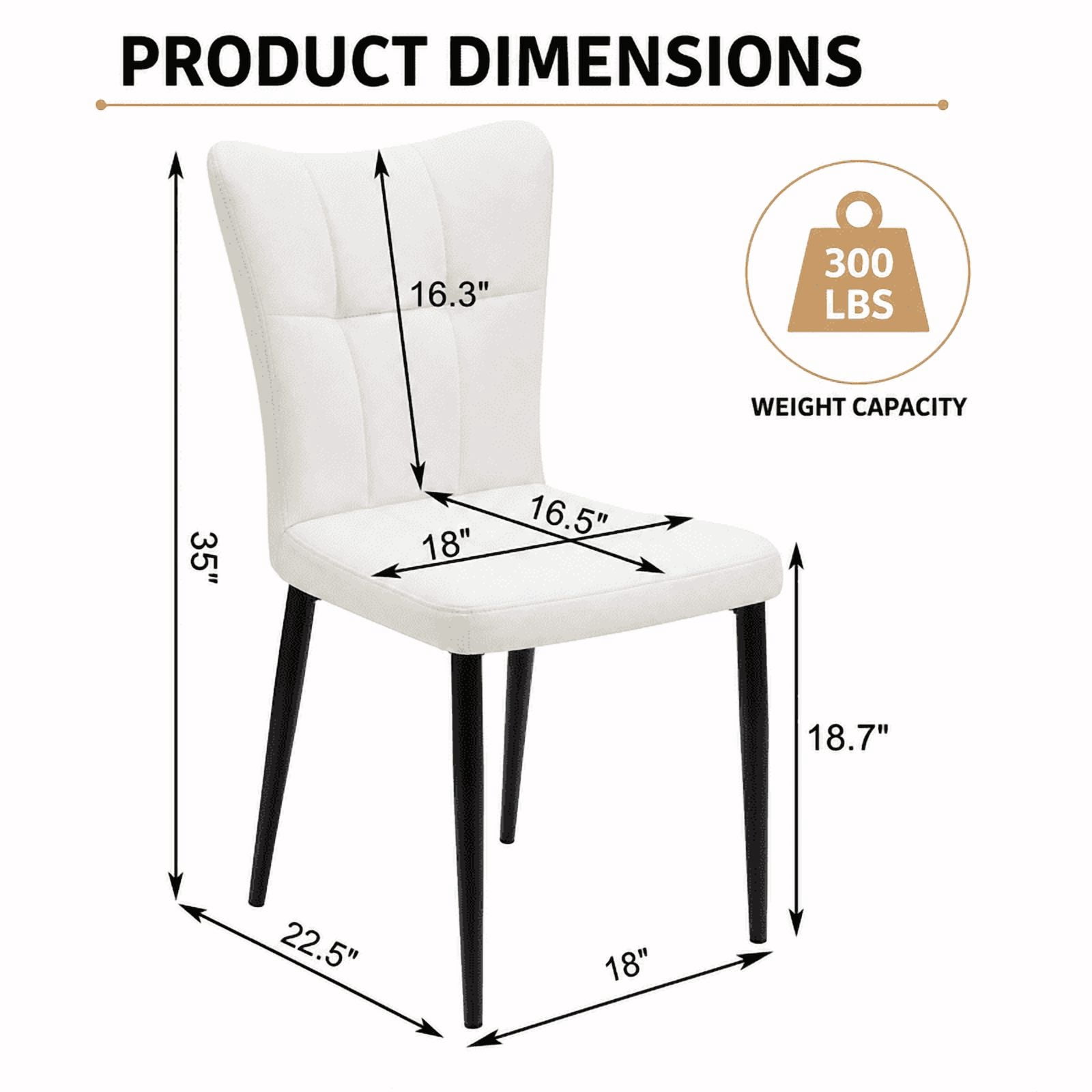 Euroco Upholstered Dining Chairs Set of 2, Modern Kitchen Chairs with High Backrest & Metal Legs for Kitchen Dining Room,White
