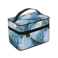 thumbnail image 4 of Handbag Travel Bag Cosmetic Bag 9×6.3×6.7in Multi-Function Bag Large Capacity For Camping Travel Family Travel Light Blue And Gold Marble, 4 of 6