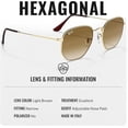 thumbnail image 4 of Ray-Ban RB3548 HEXAGONAL Square-Round Shaped Non-Polarized Sunglasses for Men & Women - Includes Official RAYBAN Eyewear Kit - Ideal Formal & Casual Wear Sunglasses - Light Brown Gradient Lens, 4 of 7