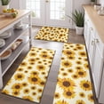 thumbnail image 2 of Beige Sunflower Pattern Kitchen Rugs Sets Of 3,Kitchen Runner Rugs Non Skid Washable,Decorative Kitchen Floor Mats for Kitchen,Sink,Laundry,17"x30"+ 17"x47" + 17"x59", 2 of 6
