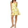 thumbnail image 3 of INSPIRE CHIC Women's Spaghetti Strap Bowknot Lemon Dotted Dresses, 3 of 7