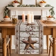 thumbnail image 2 of Western Texas Star Table Runner, Vintage Rust Red Star Berry White Wood Grain Cotton Linen Kitchen Table Decoration Washable Dining Tabletop Runners for Home Party Decor 13x72 Inches, 2 of 9