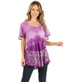 thumbnail image 5 of Sakkas Petra Women's Casual Loose Flared Corset Short Sleeve Lace Blouse Top Tunic - 2211-Purple - Plus Size, 5 of 5