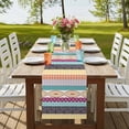 thumbnail image 4 of Table Runners 72 Inches Long Dress Scarves, Bohemia Ethnic Farmhouse Kitchen/Dining Table Runner, Coffee Tablerunners, Boho Tribal Teal Orange Purple Stripes Leaves 13x72 Inch, 4 of 9
