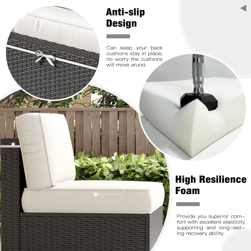 LayinSun Outdoor Furniture Replacement Cushions for 6 Seat Patio Rattan Wicker Sectional Conversation Sofa Set, 14-Piece Cushions Set